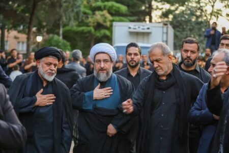 آیین عزاداری دستجات حسینی با حضور رئیس جمهور در استانداری آذربایجان شرقی