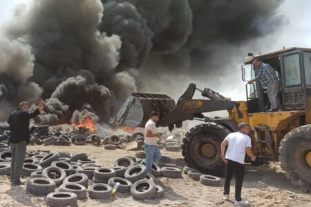 آتش‌سوزی ضایعات لاستیک در تبریز